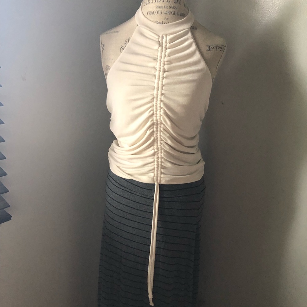 Express Cream Ruched Halter Top - Picture 6 of 6